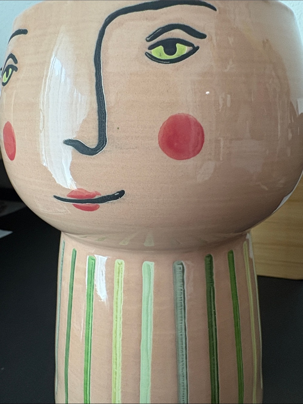 Opalhouse Peach Face Ceramic Planter with Green and Yellow Accents 2022 - Picture 5 of 5